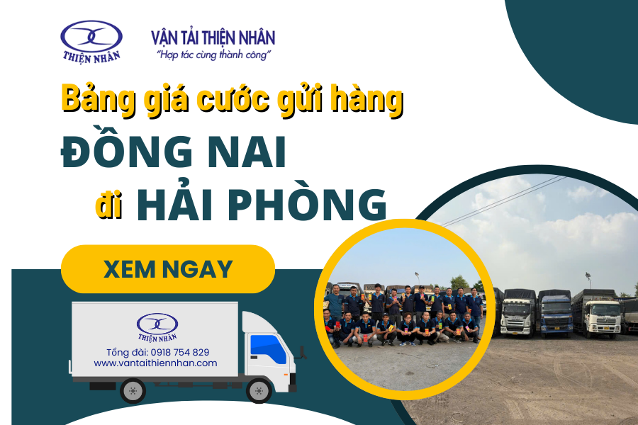 Bảng giá cước phí gửi hàng từ Đồng Nai đi Hải Phòng